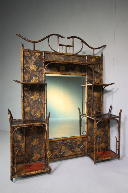 19th Century English Antique Bamboo Mirror.