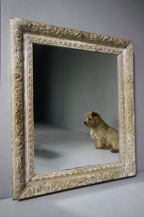 Late Georgian Antique Carved Pine & Gesso Mirror.