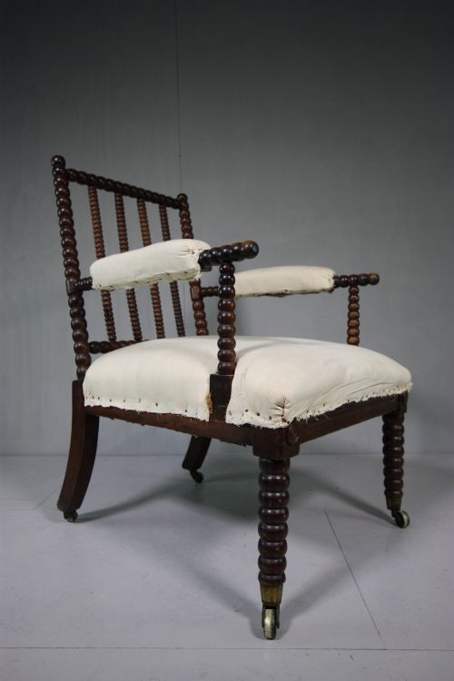 Regency English Antique Bobbin Turned Armchair.