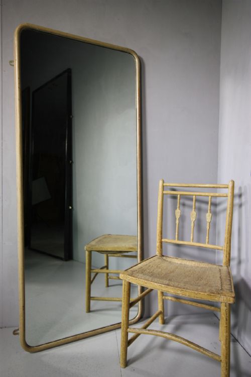 English Edwardian Antique Shop Fitting Mirror with Rounded Corners.