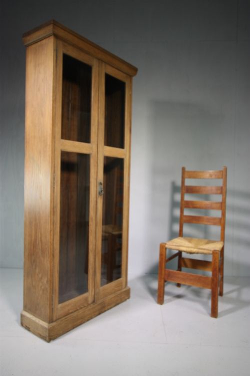 Edwardian Antique Oak School Cupboard.