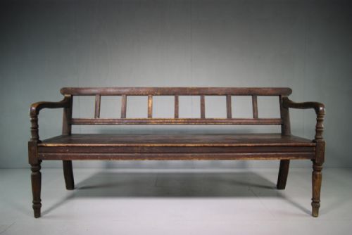 Georgian Antique Painted Pine Settle Seat from Cumbria.