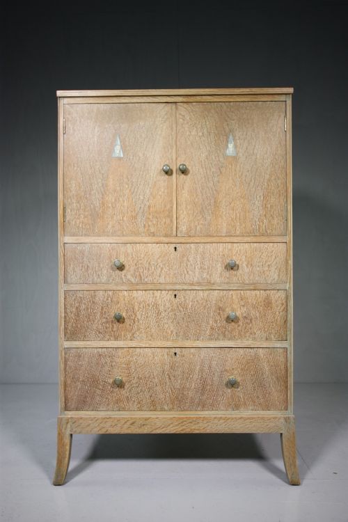 Inlaid Rowley Gallery 1920'S Oak Tall Boy.