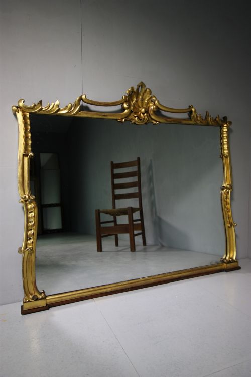 William IV English Antique Gilt Overmantle Mirror.