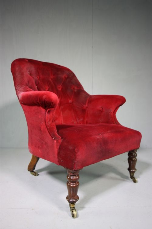 Mid 19th Century Antique Upholstered Armchair.