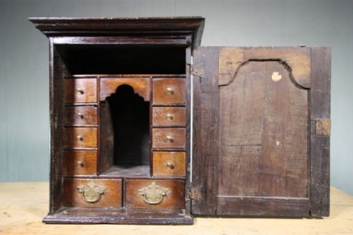 17th Century English Antique Oak Spice Cupboard.