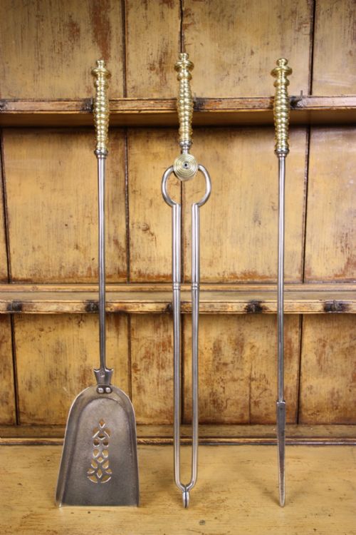 Set of 19th Century Steel Antique Fire Tools.