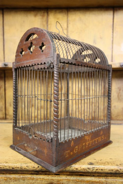 Beautiful Antique Finch Bird Cage with Inlays.