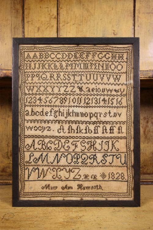 English Regency Antique Sampler Dated 1828.