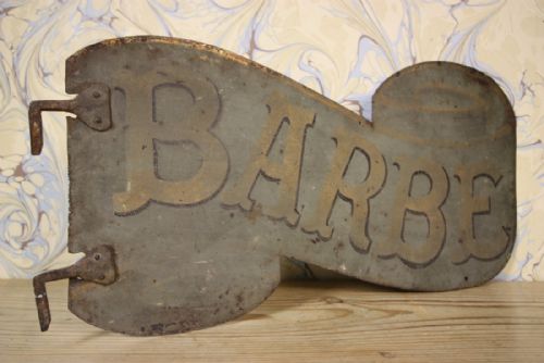 19th Century French Antique Barbers Sign. Double Sided.
