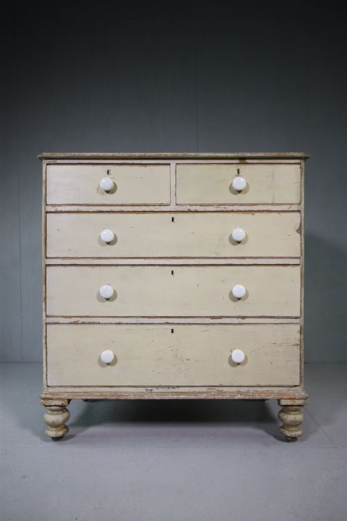 English 19th Century Antique Chest in Original Paint.