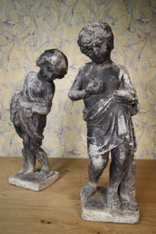 Superb Pair of 19th Century Lead Antique Garden Figures.