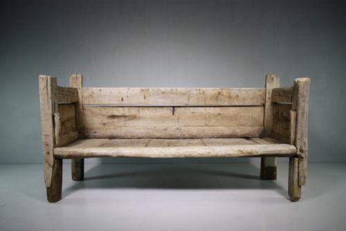 Amazing 18th Century Primitive Sycamore Settle.