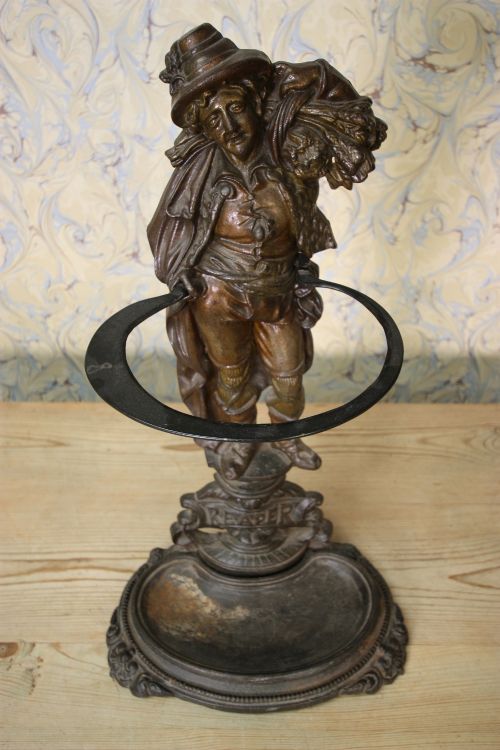 Unusual English Antique the Reaper Cast Iron Stick Stand.