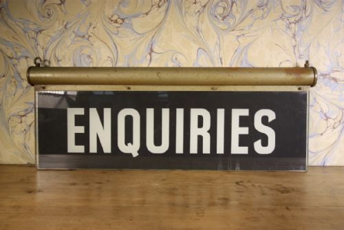 1920'S Double Sided Enquiries Hanging Sign.