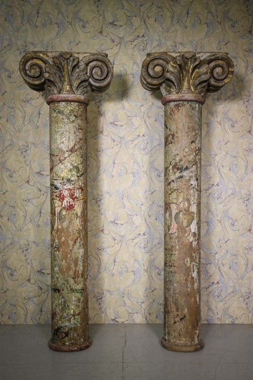 Wonderful Pair of 19th Century Antique Fairground Columns.
