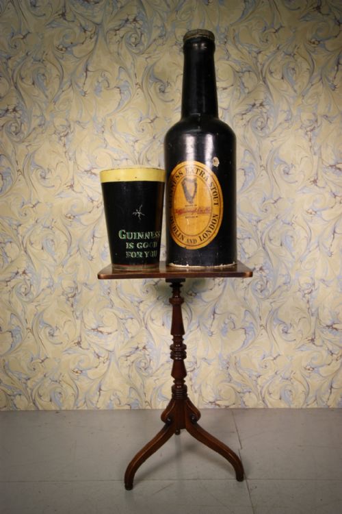 Large 1920'S Rare Guinness Bottle & Glass Adverts.
