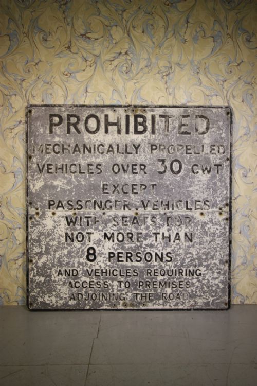 Large 1930'S Cast Iron Motoring Warning Sign.