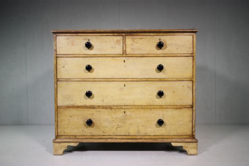 Mid 19th Century Antique Pine Chest in Original Paint.