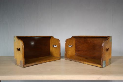 Pair of 19th Century Antique Oak Library Book Troughs.
