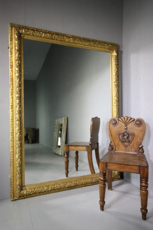 Large English 19th Century Antique Gilt Mirror.