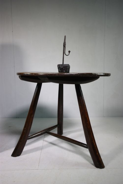18th Century Primitive Antique Oak Cricket Table.
