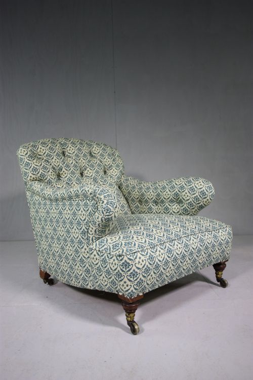 19th Century Howard & Sons Antique Upholstered Armchair.
