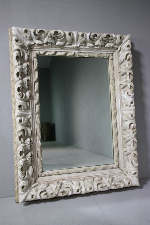 Early 19th Century Antique Carved Pine & Gesso Mirror.