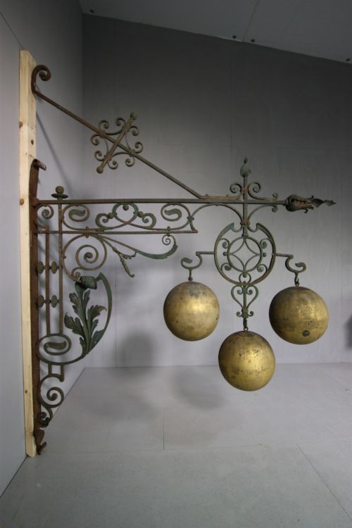 Amazing Huge English Antique Pawnbrokers Iron Sign.