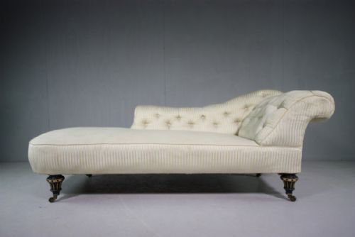 Gillows Upholstered Antique Chaise Longue.