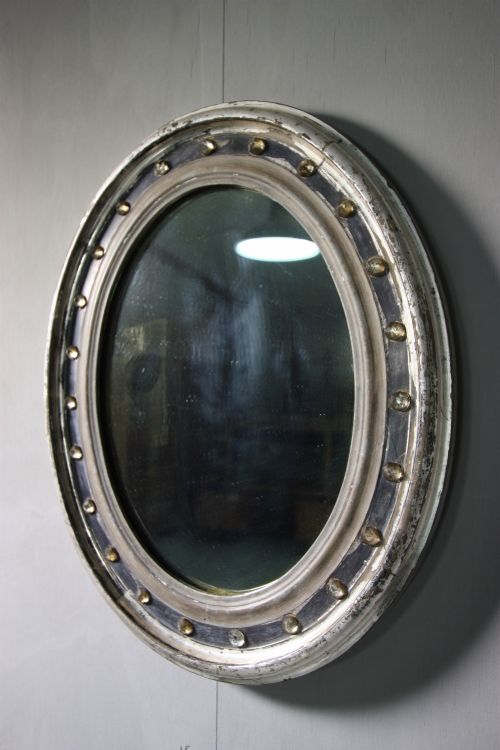 Irish 19th Century Antique Silver Gilt Oval Mirror.