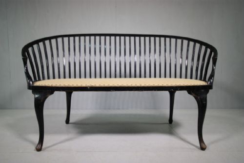 Edwardian English Ebonised Antique Settee.