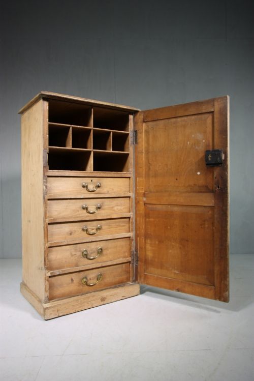 Original 19th Century Antique Painted Pine Cupboard/chest.