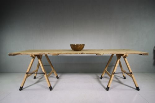 Super Antique Trestle Dining Table in Original Paint