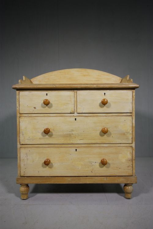English Antique Pine Bedroom Chest in Original Paint.