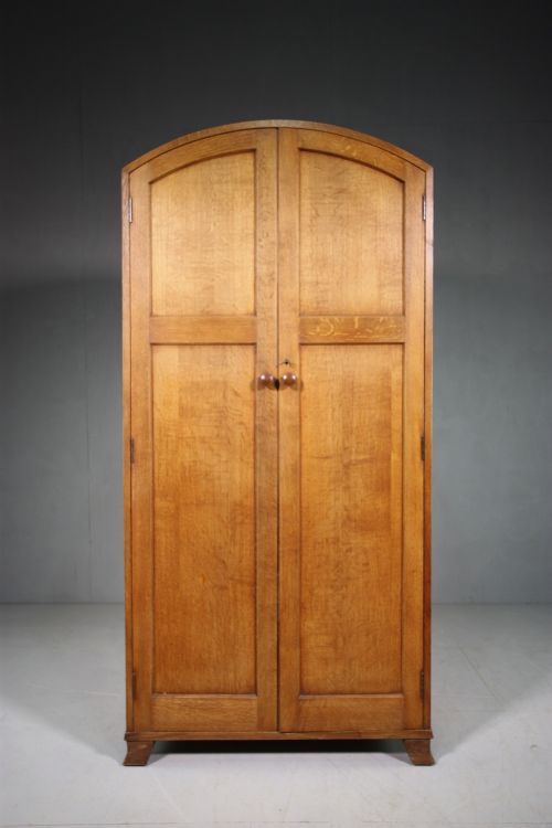 1930'S Heals Oak Double Dome Top Wardrobe.