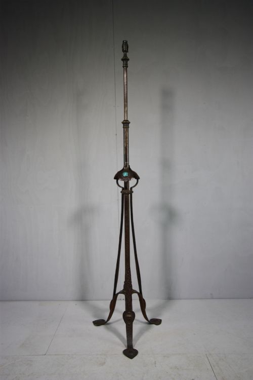 Art Nouveau English Steel Antique Floor Lam