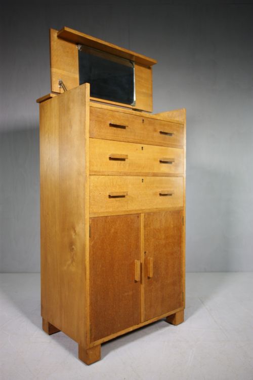 Unusual 1930'S Heals of London Oak Tall Boy.