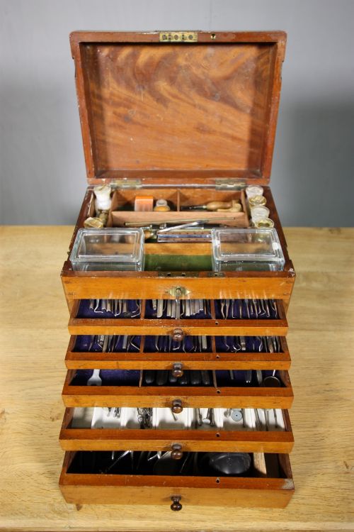 19th Century English Antique Dentists Mahogany Box.