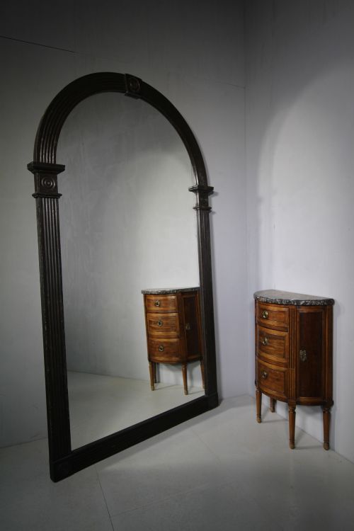 Large Arch Topped Antique Mirror in Period Paint.