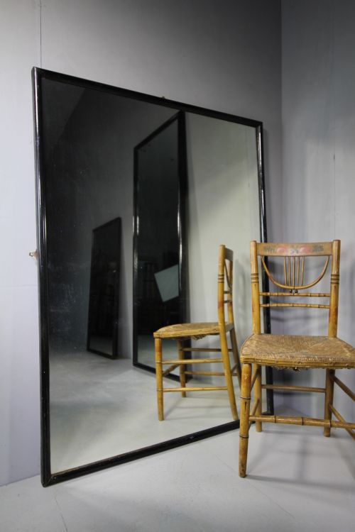 Large Gentlemens Outfitters Antique Ebonised Mirror.