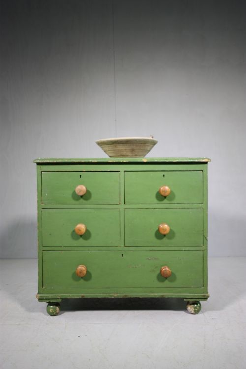 19th Century Antique Painted Pine Chest of Drawers.