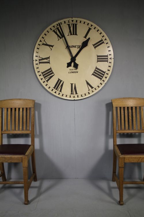 Huge Working 1920'S London Factory Metal Clock Face.