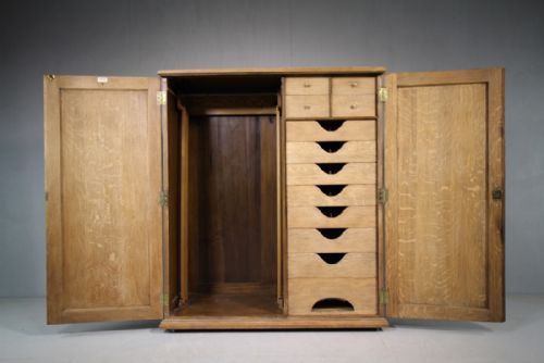 Edwardian Antique Oak Compactum Wardrobe.