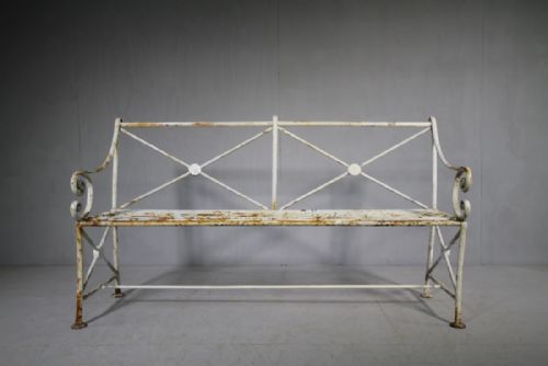 English Regency Antique Iron Garden Bench.