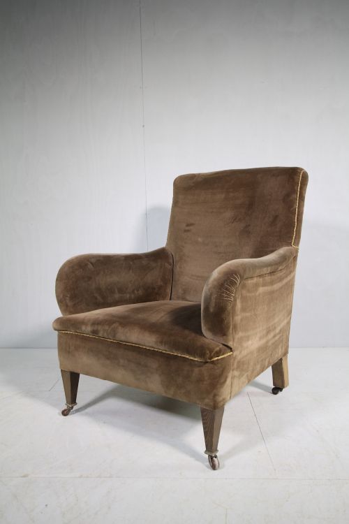 English Antique Upholstered Armchair.