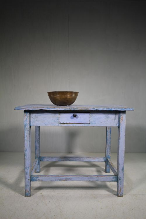 Antique Side Table in Wonderful Old Blue Paint.
