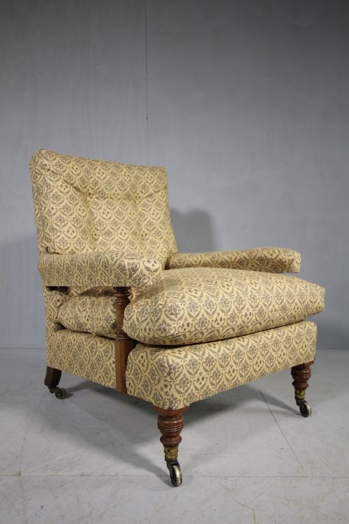 19th Century Antique Upholstered Howard & Sons Armchair.