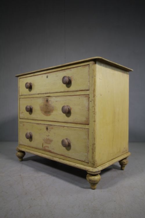 Original Painted Pine Antique Chest of Drawers.