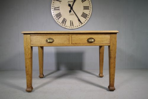 Edwardian Antique Oak Two Drawer Desk